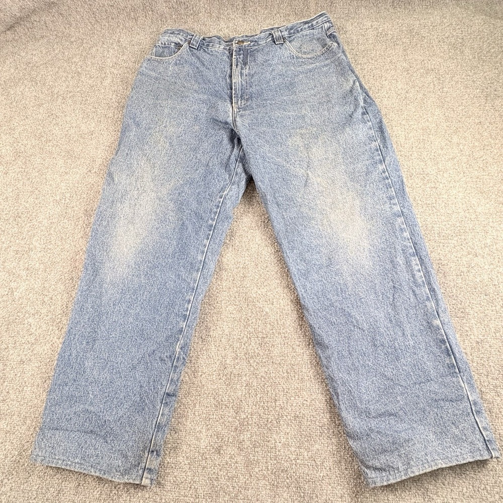 90s Woolrich Jeans Men 40x30 Blue Flannel Lined Distressed‎ Workwear Grunge VTG